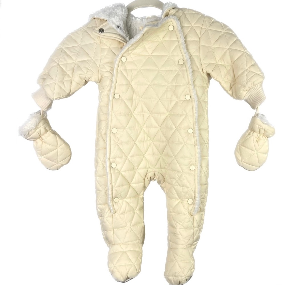 NEW URBAN REPUBLIC CREAM BABY GIRL QUILTED SNOWSUIT